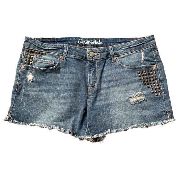 Aeropostale Pants - Aeropostale Distressed Denim Midi Studded Shorts - 10